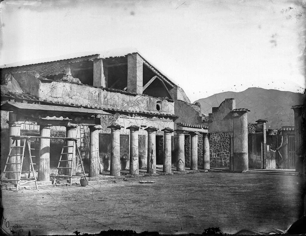 VII.1.8 Pompeii. c.1871. Looking south-east across palaestra and portico.  
Photo by J. H. Parker, © American Academy in Rome. Parker.2207.Italia.
