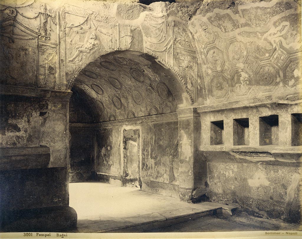 VII.1.8 Pompeii. Undated photograph by Sommer, numbered 3001. 
Looking towards Men’s vestibule 1 from west end of changing room 2. Photo courtesy of Rick Bauer.
