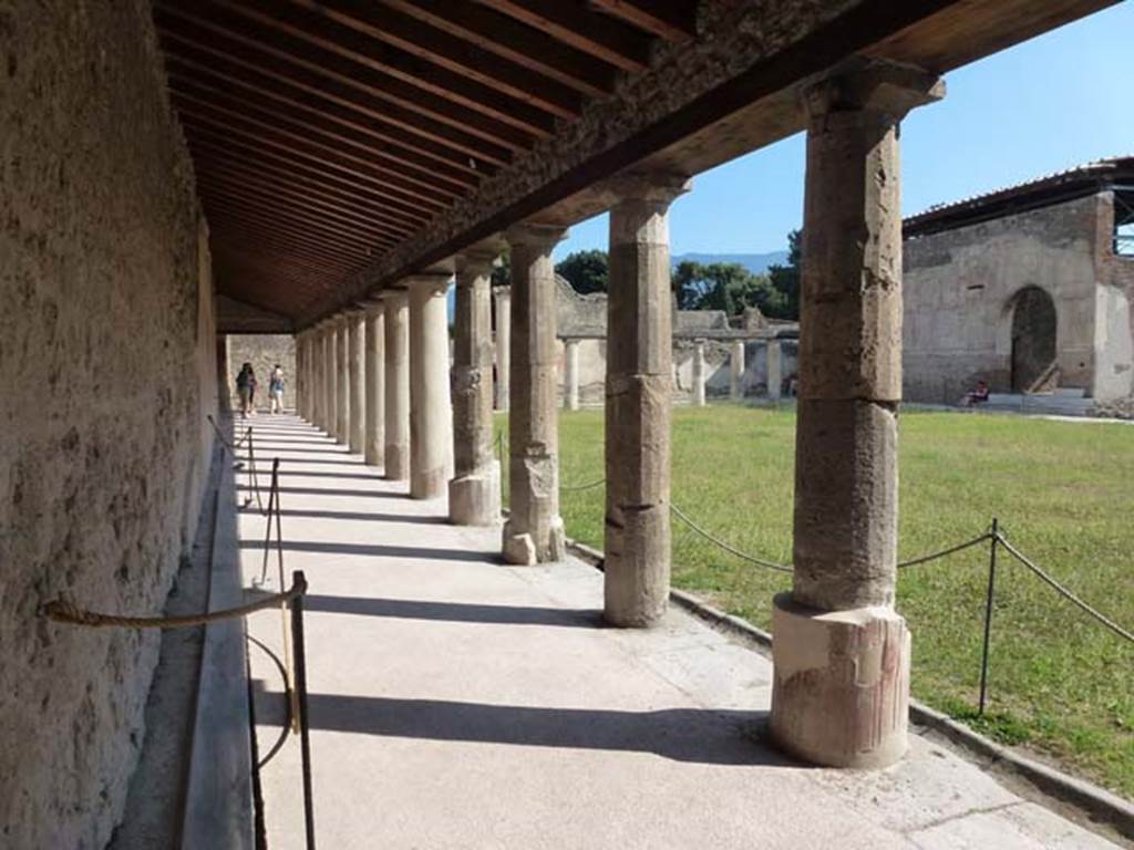 VII.1.8 Pompeii. June 2012. Looking south-west across gymnasium C from doorway into women’s baths area 8. Photo courtesy of Michael Binns.
