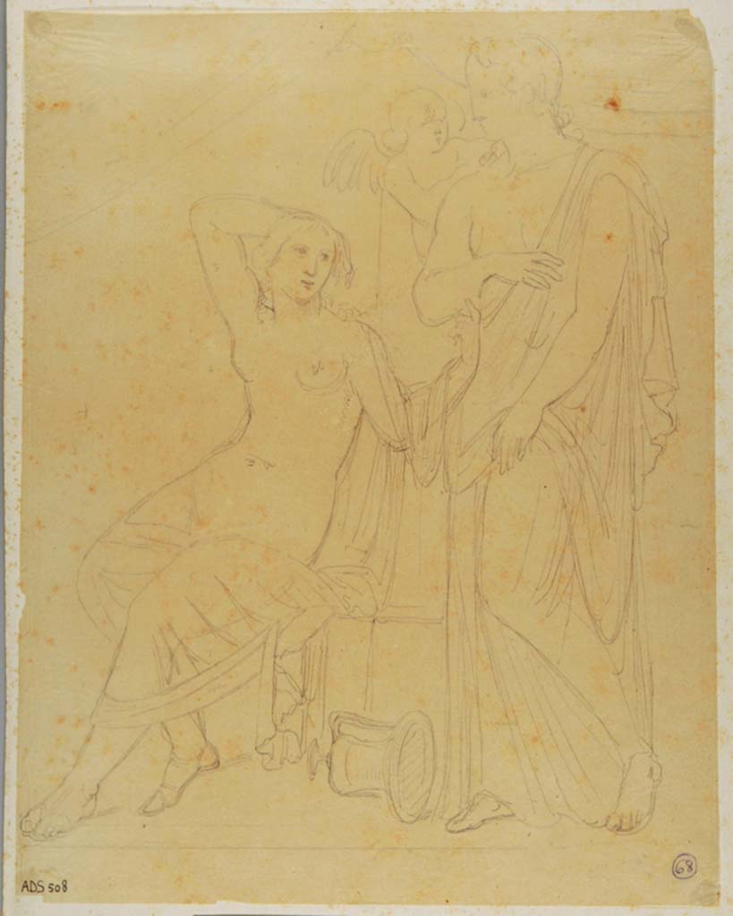 VII.1.25/47 Pompeii. Preparatory drawing by Giuseppe Abbate, of painting of a couple but site of painting never been found.
Now in Naples Archaeological Museum. Inventory number ADS 508.
Photo © ICCD. http://www.catalogo.beniculturali.it
Utilizzabili alle condizioni della licenza Attribuzione - Non commerciale - Condividi allo stesso modo 2.5 Italia (CC BY-NC-SA 2.5 IT)
