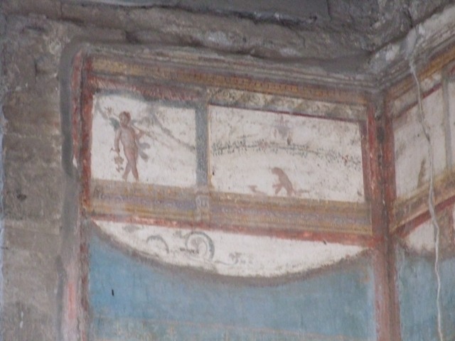 VII.4.48 Pompeii. September 2021. 
South wall of tablinum in south-west corner. Photo courtesy of Klaus Heese.

