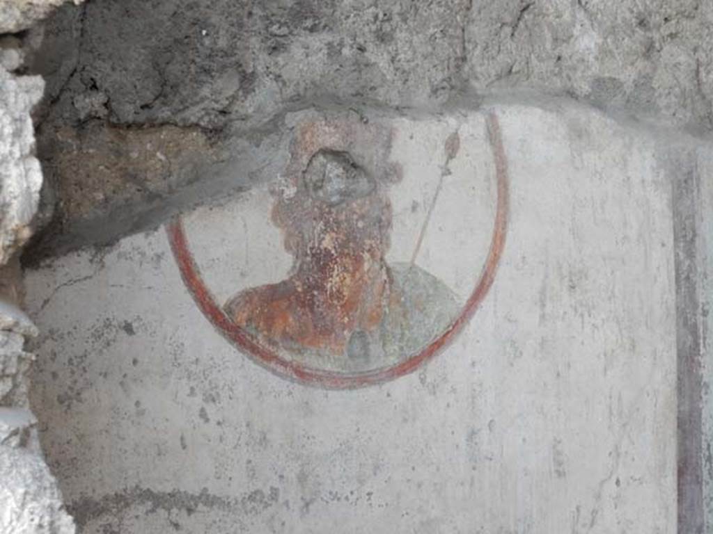 VII.4.48 Pompeii. December 2007. Room 14.  Cubiculum. South wall. East end. Detail of medallion painting of Zeus.
