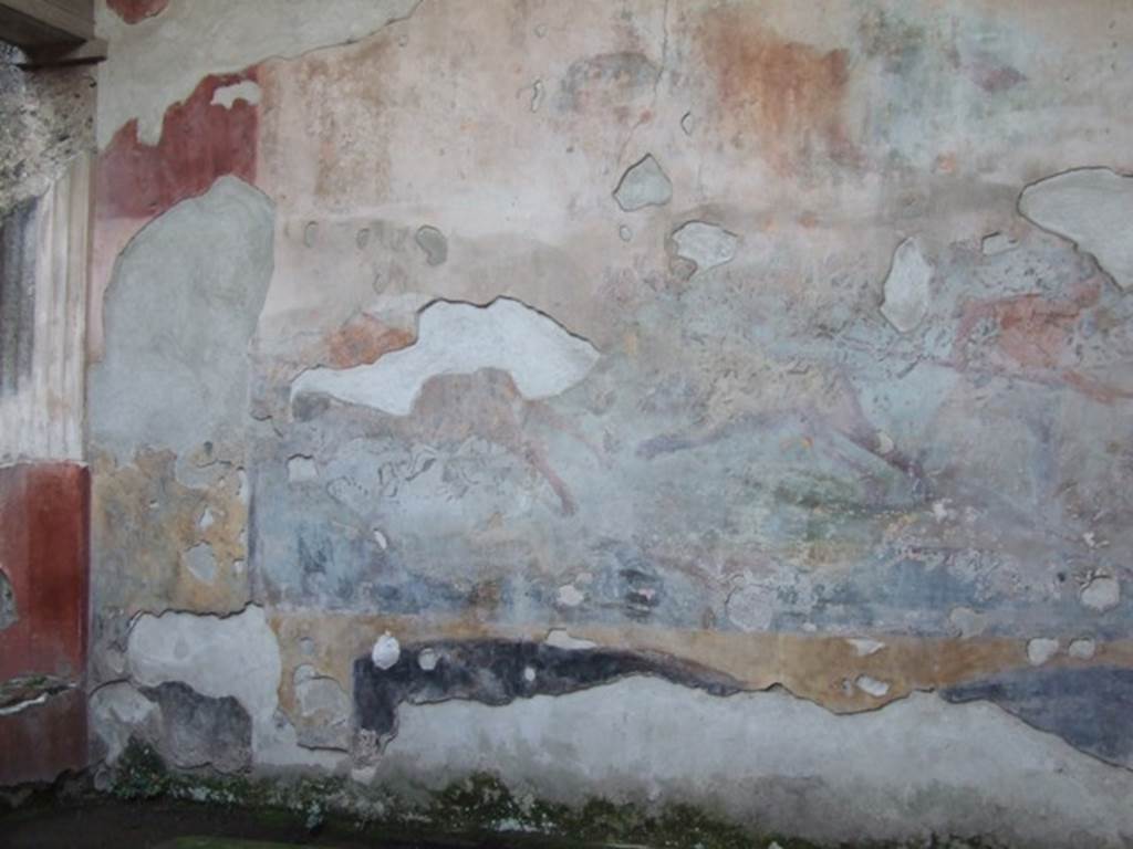 VII.4.48 Pompeii. December 2007. Peristyle, painting of hunt scene on south wall.