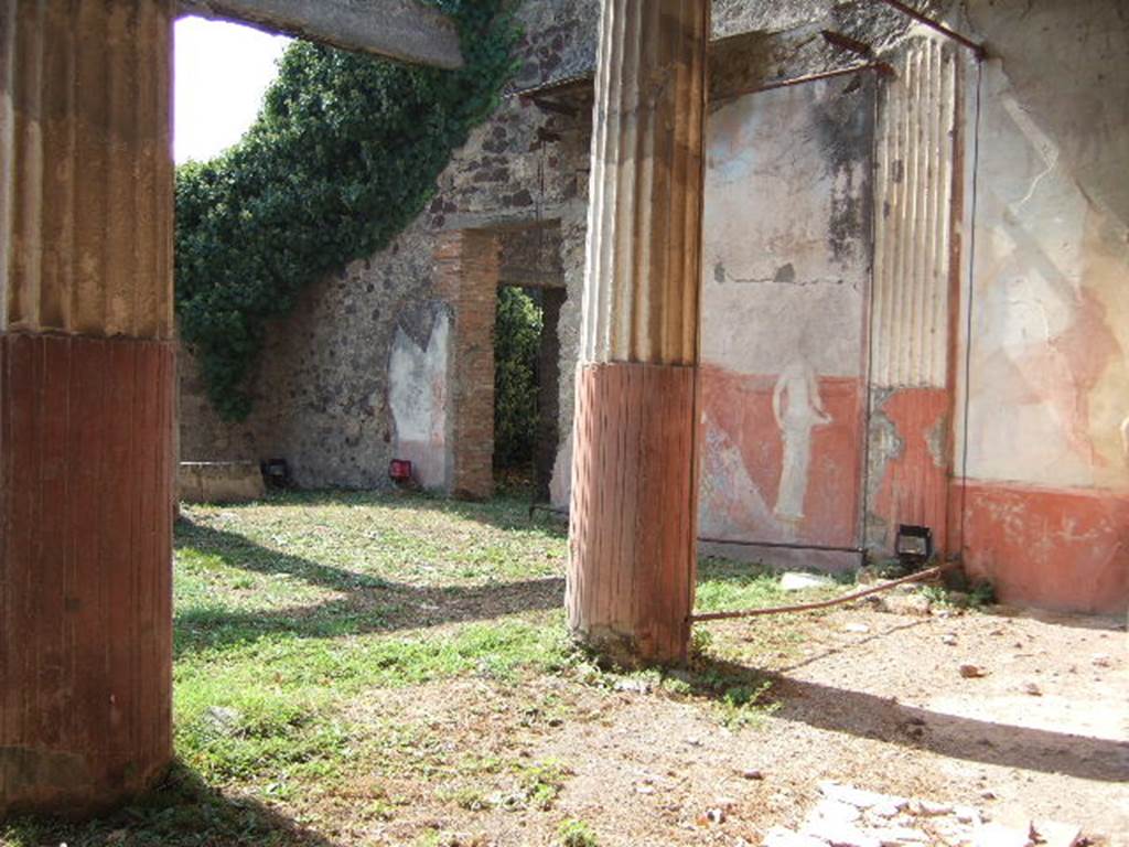 VII.7.10 Pompeii, from rear entrance at VII.7.13. Looking towards west wall, with doorway to kitchen area. According to Hobson, in 1900 the excavation of four latrines by Sogliano was recorded in the Notizie di Scavi. These all drained into cesspits of varying depths, the latrine at VII.7.10 resembled a cistern, lined with plaster, with a mouth 0.60m in diameter, and a bell-shaped expansion below ground to a depth of 5.3m. This cesspit also had a branch at the bottom turning south towards Via Marina. The content of the cesspit was volcanic debris.
See Hobson, B., 2009. Latrinae et foricae: Toilets in the Roman World. London; Duckworth. (p.156)
