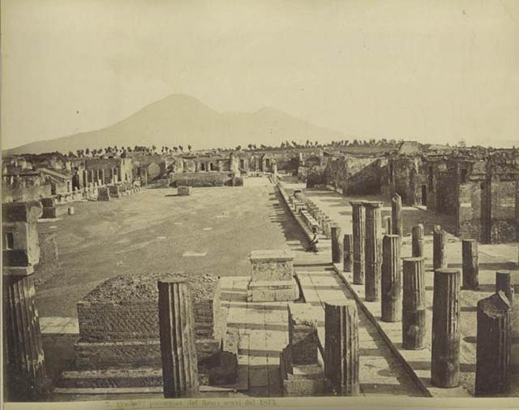 VII.8 Pompeii Forum. Mid 1890’s photo, Edizione Esposito number 007. Looking north along the east side. Photo courtesy of Rick Bauer.

