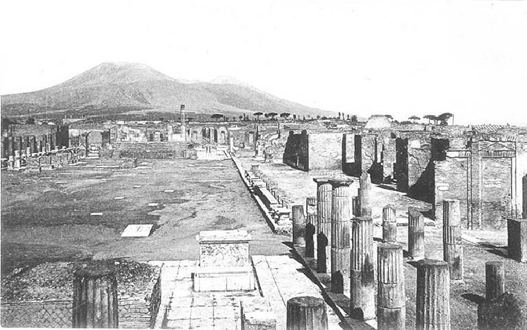 VII.8 Pompeii Forum. Old postcard. Looking north along the east side. 
Photo courtesy of Rick Bauer.
