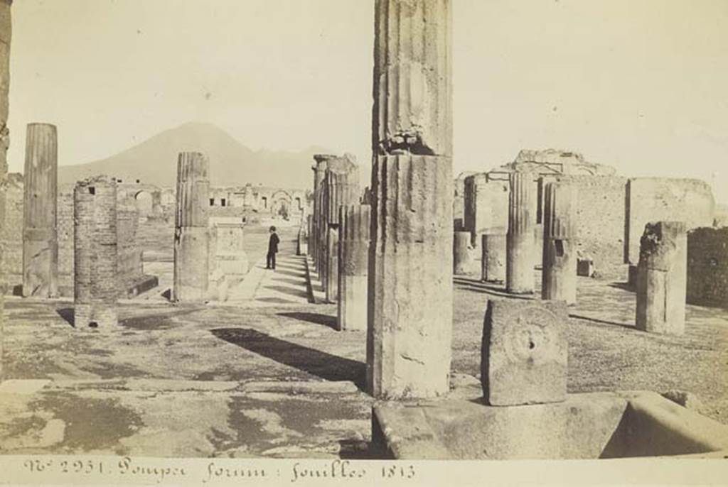 VII.8 Pompeii Forum. Pre 1873 photo, by Amodio no. 2951. Looking north along the east side, from south-east corner. Photo courtesy of Rick Bauer.
