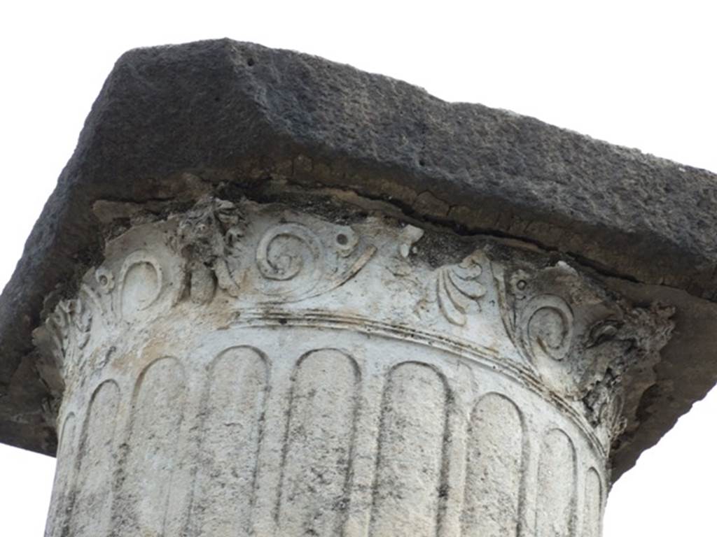 VII.8 Pompeii Forum. December 2007. Detail of top of column in south west corner.