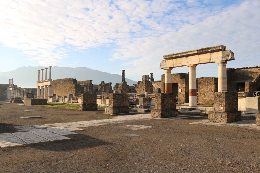 VII.8 Pompeii Forum. May 2010. Looking south along west side.