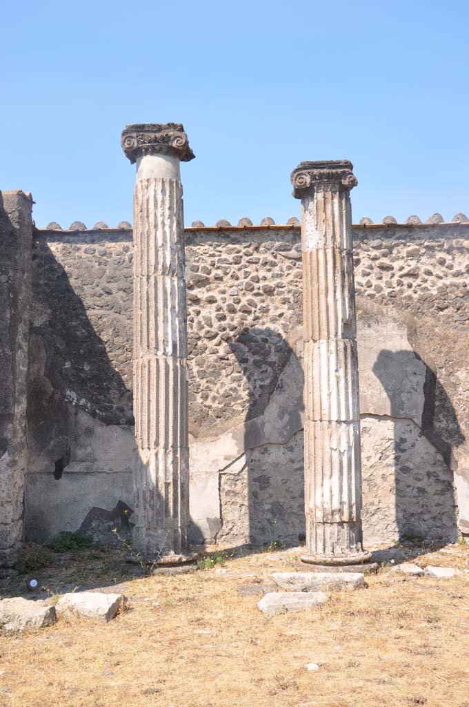 VII.8.01 Pompeii. July 2017. Detail of capitals from columns on west side of Temple, at south end.
Foto Anne Kleineberg, ERC Grant 681269 DÉCOR.
