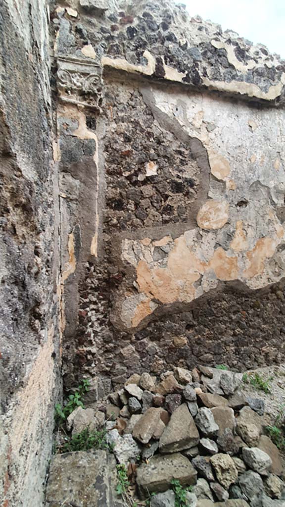VII.8.01 Pompeii. September 2018. Detail from wall in north-east corner.
Foto Anne Kleineberg, ERC Grant 681269 DÉCOR.
