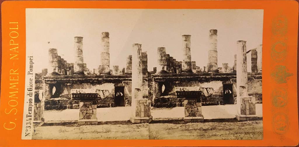 VII.8.1 Pompeii. 19th century stereo view, by Giorgio Sommer, no. 334, of east side of Temple of Jupiter. 
Photo courtesy of Rick Bauer.
