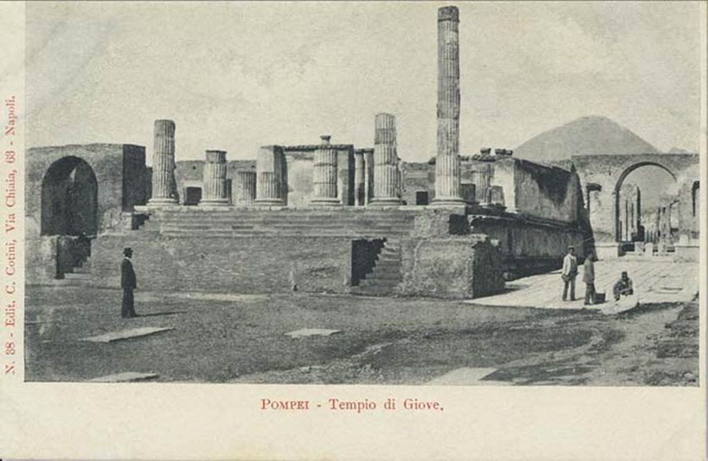 VII.8.1 Pompeii. Late 19th century photograph. Looking north-west towards Temple from the east side of the Forum. Photo courtesy of Rick Bauer.