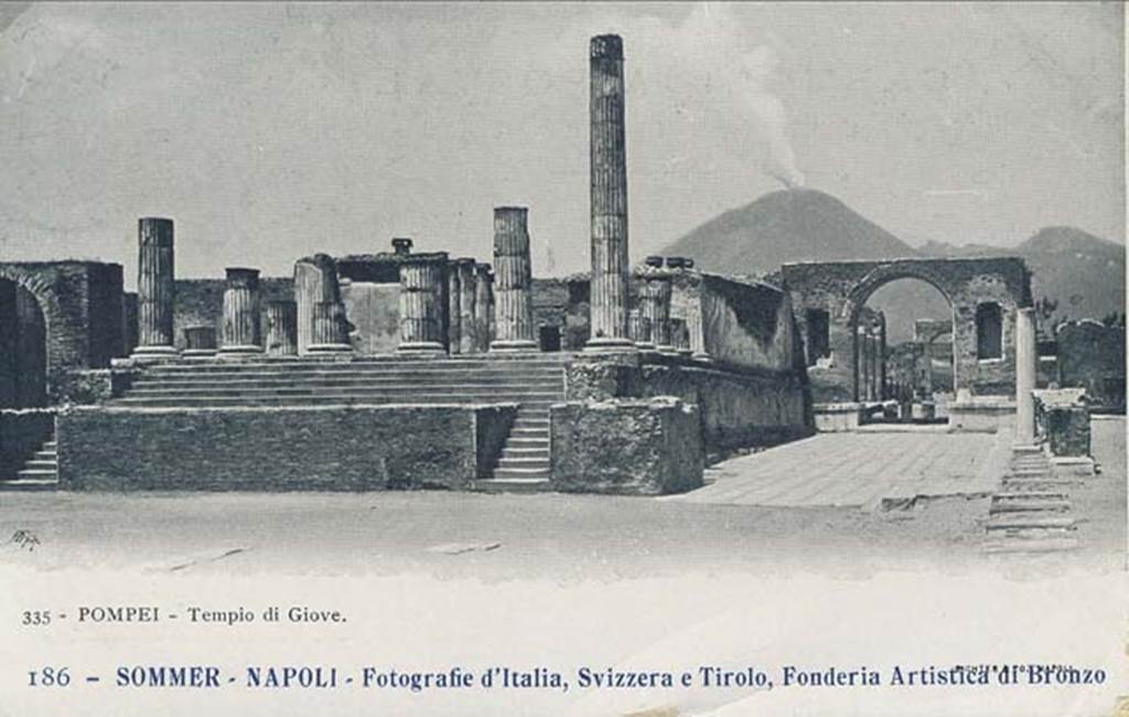 VII.8.1 Pompeii. Photograph by Sommer, after 1870. Looking north-west towards Temple, showing taller reconstructed columns, as seen today. Photo courtesy of Rick Bauer.