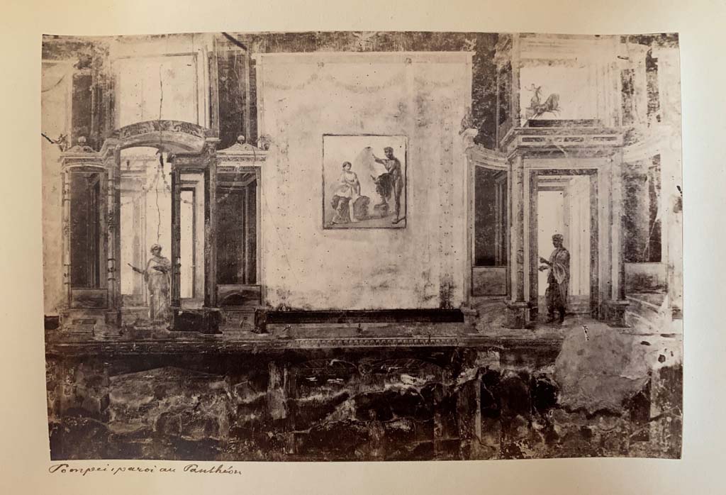 VII.9.7 and VII.9.8 Pompeii. Macellum? Pencil drawing by F. Duban, between 1823 and 1828 - Adoration of statue.
At the bottom is the title "Peinture a Pompeia".
See Duban F. Album de dessins d'architecture effectués par Félix Duban pendant son pensionnat à la Villa Medicis, entre 1823 et 1828: Tome 2, Pompéi, pl. 28.
INHA Identifiant numérique NUM PC 40425 (2)
https://bibliotheque-numerique.inha.fr/idurl/1/7157  « Licence Ouverte / Open Licence » Etalab

According to Guidobaldi and Esposito, this II style fragment of a Sacred Landscape was found in the Herculaneum area, 
Now in Naples Archaeological Museum, inventory number 9276. 
See Guidobaldi, M.P. and Esposito, D. (2013). Herculaneum, Art of the Buried City, Abbeville Press, USA, (p.127).

