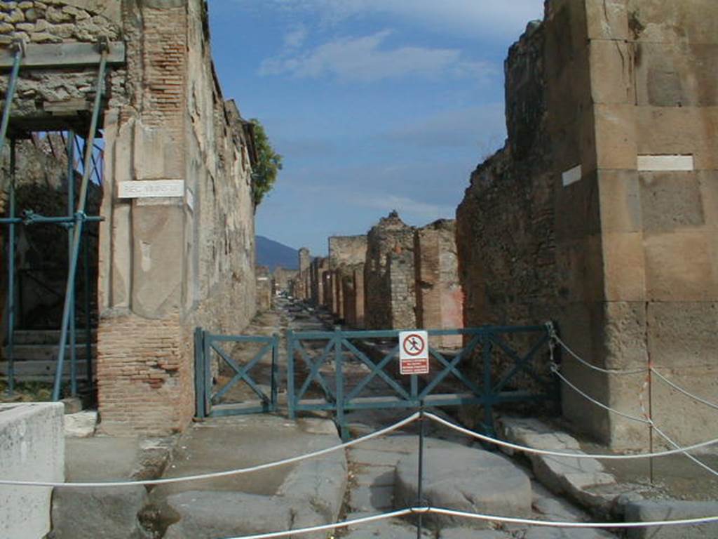 VII.9.67, Pompeii. December 2005. Looking down rear stairs in Eumachia’s building