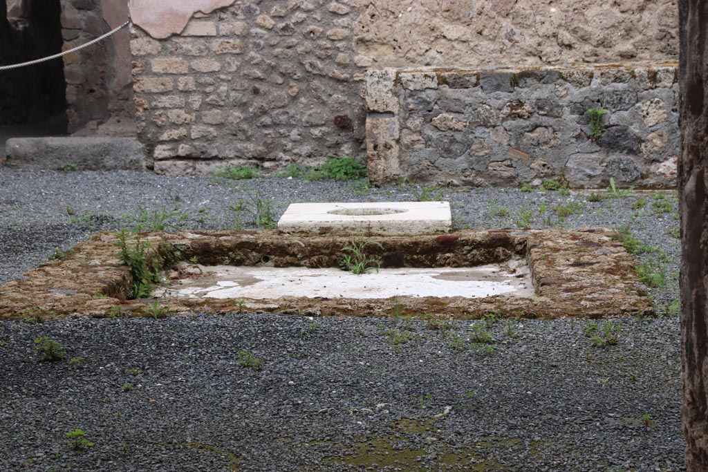 VII.15.1 Pompeii. May 2024. Looking north towards impluvium in atrium from entrance corridor/fauces. Photo courtesy of Klaus Heese.