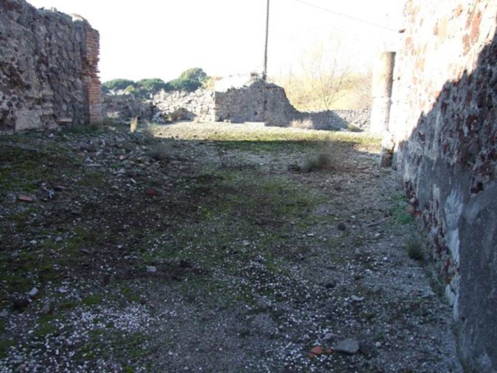 VII.15.2 Pompeii. December 2007. Oecus on west side of tablinum with remains of white mosaic floor.