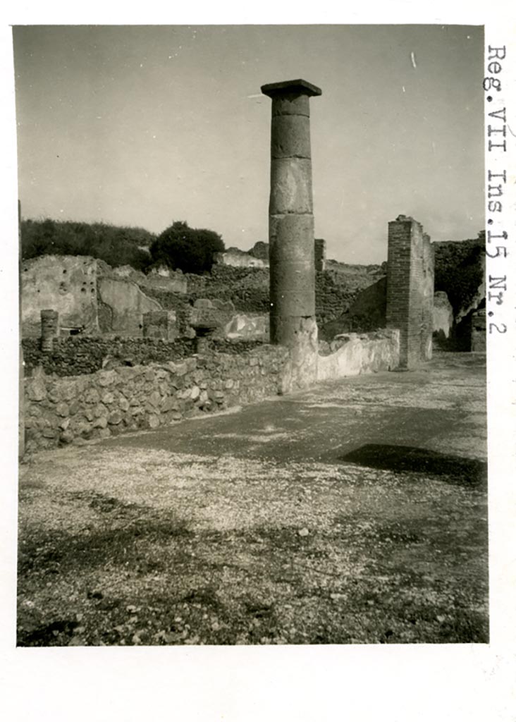 VII.15.2 Pompeii. Pre-1937-39. Area to rear of tablinum, looking north-east.  
Photo courtesy of American Academy in Rome, Photographic Archive. Warsher collection no. 1453.
