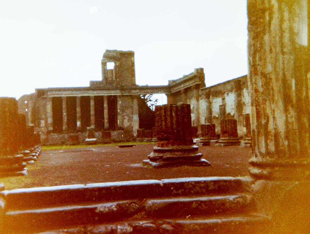 VIII.1.1 Pompeii. 4th April 1980, pre-earthquake. Looking west towards southern central entrance steps. Photo courtesy of Tina Gilbert.