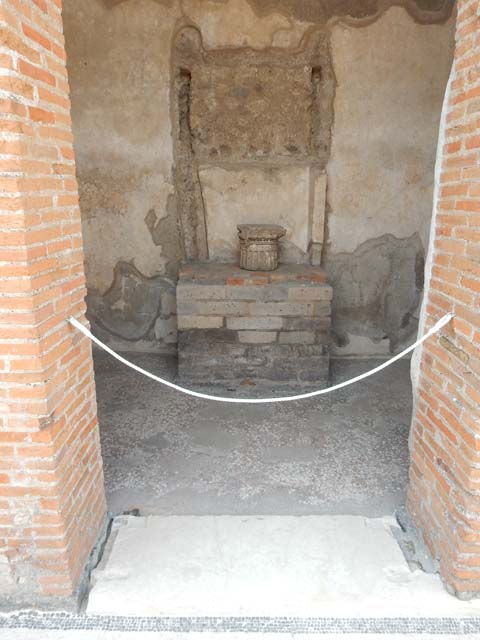VIII.2.16 Pompeii. May 2017.  Doorway to room on south side of atrium, with household shrine. Photo courtesy of Buzz Ferebee.
