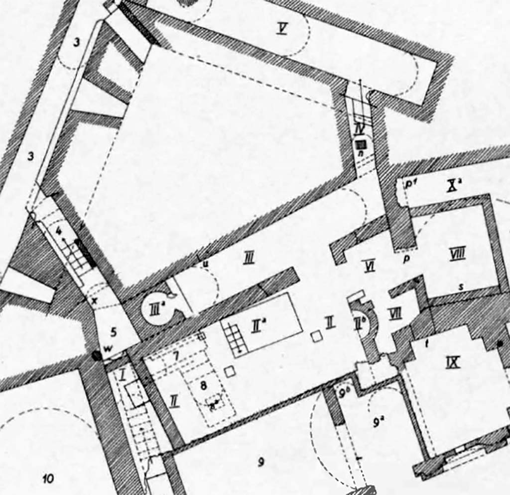 VIII.2.14-16 Pompeii. Detail from plan by Noack.
See Noack, F. and Lehmann-Hartleben, K., 1936. Baugeschichtliche Untersuchungen am Stadtrand von Pompeji. Berlin: De Gruyter, Taf. 20.
