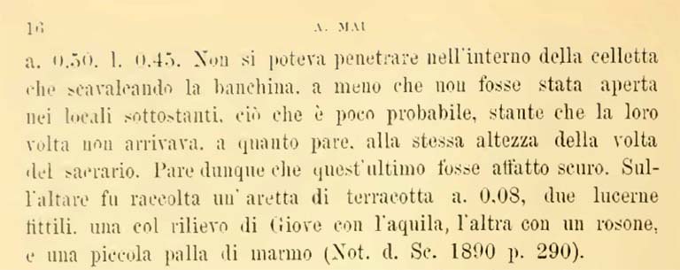 VIII.2.16 Pompeii. Bullettino dell’Instituto di Corrispondenza Archeologica (DAIR), 7, 1892, p.16.
