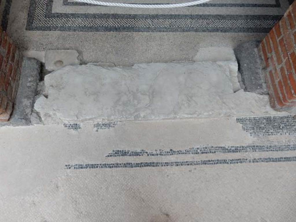 VIII.2.16 Pompeii. May 2017.  Doorway threshold between atrium and cubiculum floor.  Photo courtesy of Buzz Ferebee.
