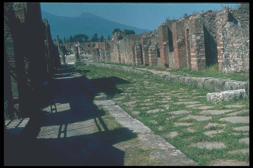 VIII.2.16 Pompeii. Via delle Scuole, looking north.  Photographed 1970-79 by Günther Einhorn, picture courtesy of his son Ralf Einhorn.


