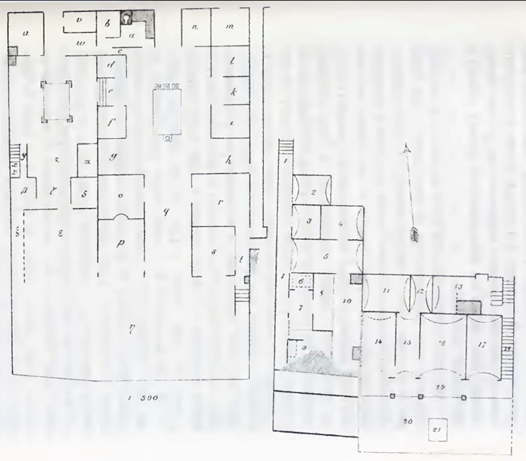 VIII.2.29, on left, and VIII.2.30, upper floors on right of left side; 
on right side, lower levels – VIII.2.29, on left, VIII.2.30, on right. 
See Bullettino dell’Instituto di Corrispondenza Archeologica (DAIR), 1884, (p. 211)
