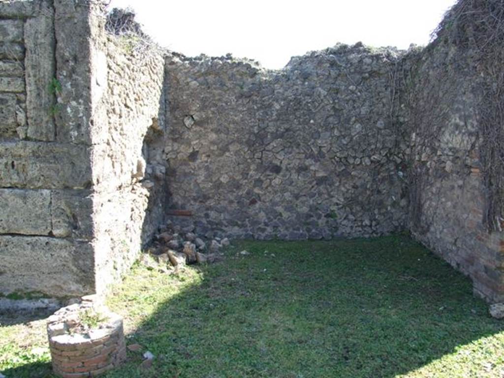 VIII.3.4 Pompeii.  March 2009.  East wall of Room 4, Triclinium, and doorway to corridor leading to VIII.3.6