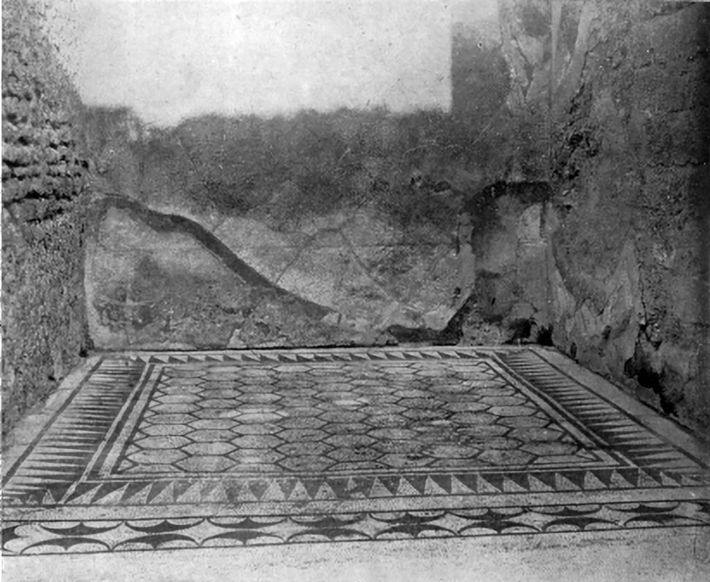 VIII.3.8 Pompeii. c.1930. 
Looking east along north side of tablinum showing threshold and flooring of tablinum, on right, joining with atrium, on left.
See Blake, M., (1930). The pavements of the Roman Buildings of the Republic and Early Empire. Rome, MAAR, 8, (p. 99, 106, 108 & Pl.26, tav.3).

