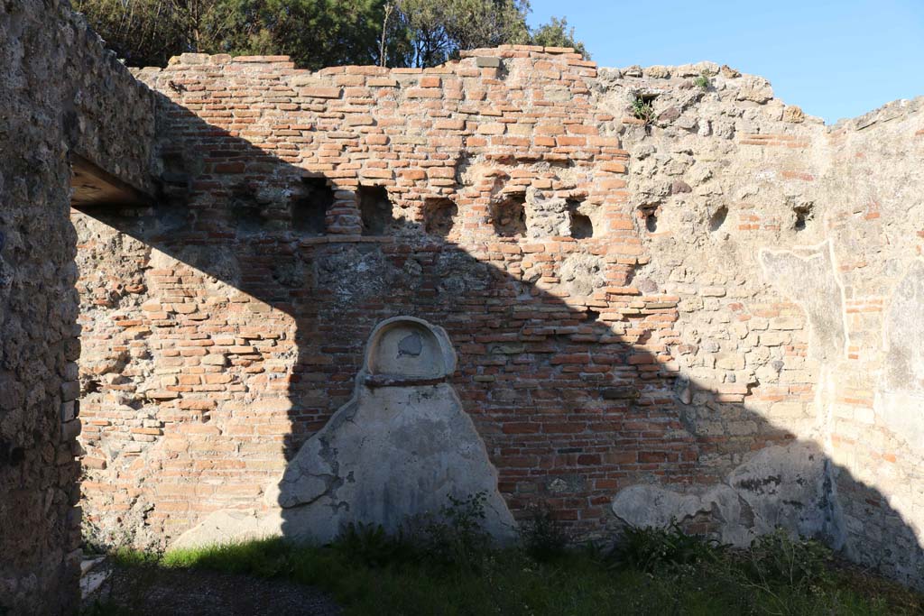 VIII.3.14 Pompeii. December 2018. Looking towards north wall of kitchen, with niche. Photo courtesy of Aude Durand.

