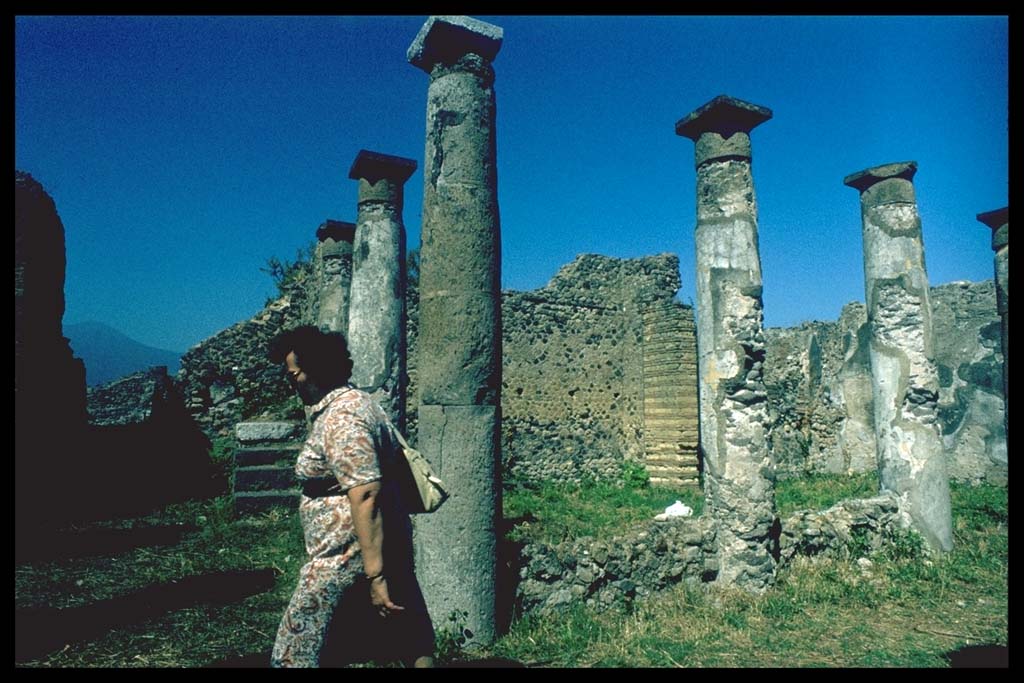 VIII.3.27 Pompeii.   Looking north across peristyle, towards stairs to upper floor.  Photographed 1970-79 by Günther Einhorn, picture courtesy of his son Ralf Einhorn.
