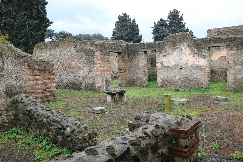 VIII.4.9, Pompeii. December 2018. Looking across atrium towards west side, and north-west corner. Photo courtesy of Aude Durand.