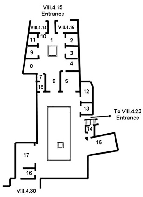 VIII.4.15 Pompeii. Domus Cornelia or House of Cornelius Rufus
Room Plan