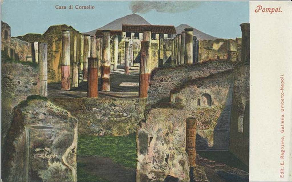 VIII.4.29 Pompeii. Late 19th century postcard by E Ragozino,  no. 2877. 
Looking north from a room in VIII.4.29 across the garden area of VIII.4.27/29, towards the peristyle of VIII.4.15. On the right, the niche in the north wall can be seen. Photo courtesy of Rick Bauer.


