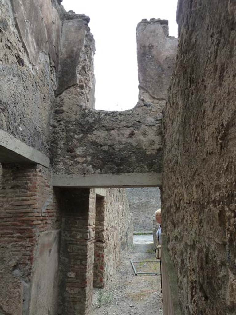 VIII.4.37 Pompeii. September 2015. Upper south wall of small room/cupboard, on east side of central courtyard.

 
