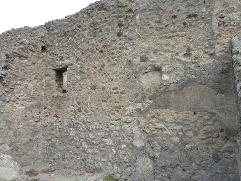 VIII.4.39 Pompeii. September 2015. East wall of small light-yard, with window into VIII.4.37.