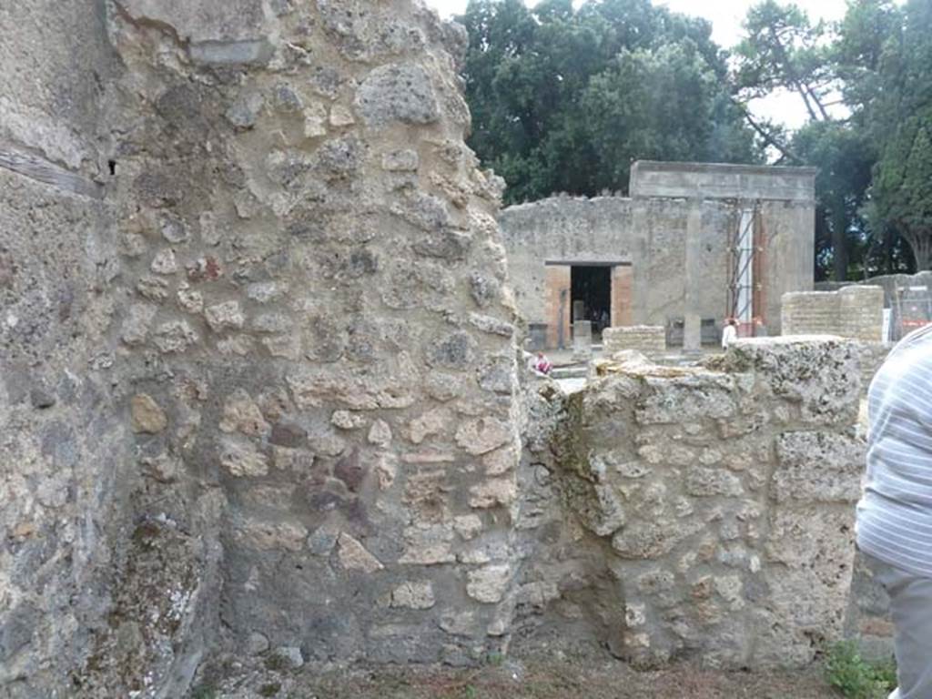 VIII.4.44 Pompeii. September 2015. South wall of room at rear of triclinium.