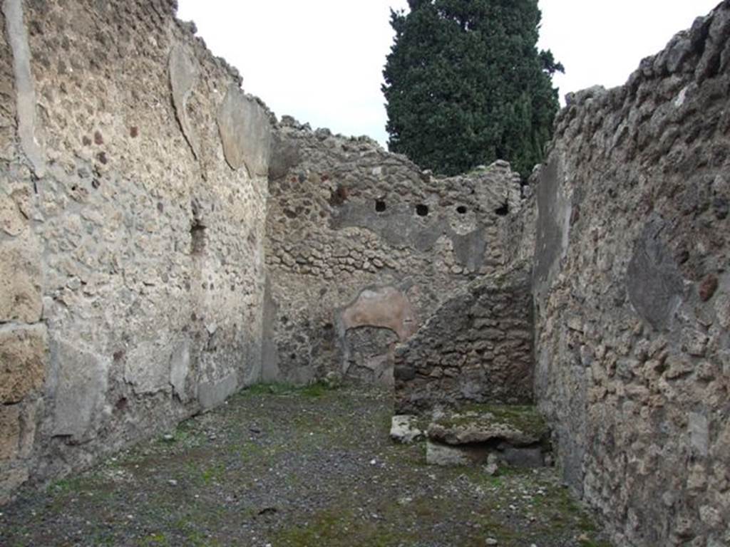VIII.4.46 Pompeii. December 2007. East wall of shop, and rear room.