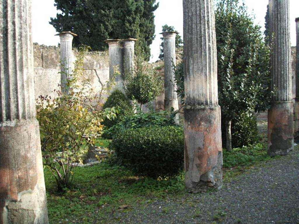 VIII.4.4 from VIII.4.49 Pompeii. December 2004. Looking south-east across peristyle garden.