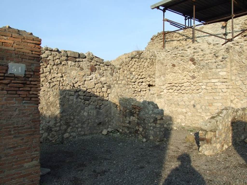VIII.4.51 Pompeii. December 2007. Two rooms on the north side of the shop.