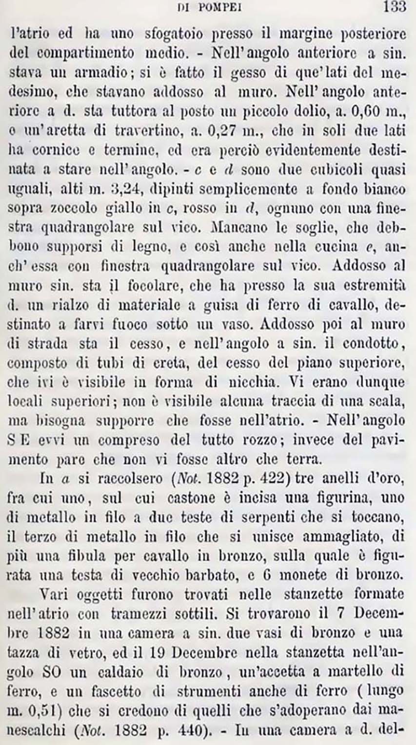 Sogliano, Notizie degli Scavi, December (1882), p.130;