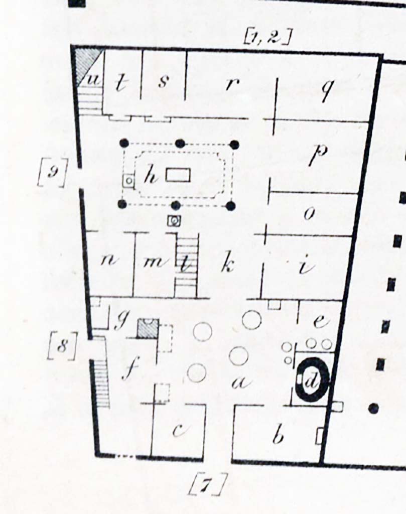VIII.6.1.10.11 Pompeii. 1883 plan. See Bullettino dell’Instituto di Corrispondenza Archeologica (DAIR), 1883, p.170.