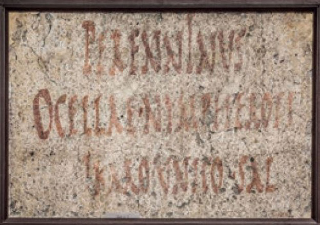 VIII.7.16 Pompeii. Inscription found under POMPEIS of CIL IV 1186.
The Epigraphik-Datenbank Clauss/Slaby (See www.manfredclauss.de) records

Perenninus
Ocellae Nympheroti
Ikaro unico sal(utem)   [CIL IV 1093]

“Perenninus to Ocella, Ninferotes and Icarus, a special greeting”
Now in Naples Archaeological Museum. Inventory number 4663.
