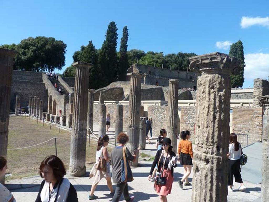 VIII.7.16 Pompeii. September 2015. Looking north-west towards the large theatre, from north-east corner. 