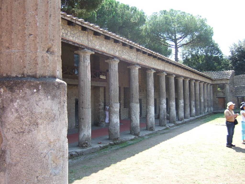 VIII.7.16 Pompeii. September 2005.  Looking west along south side colonnade.