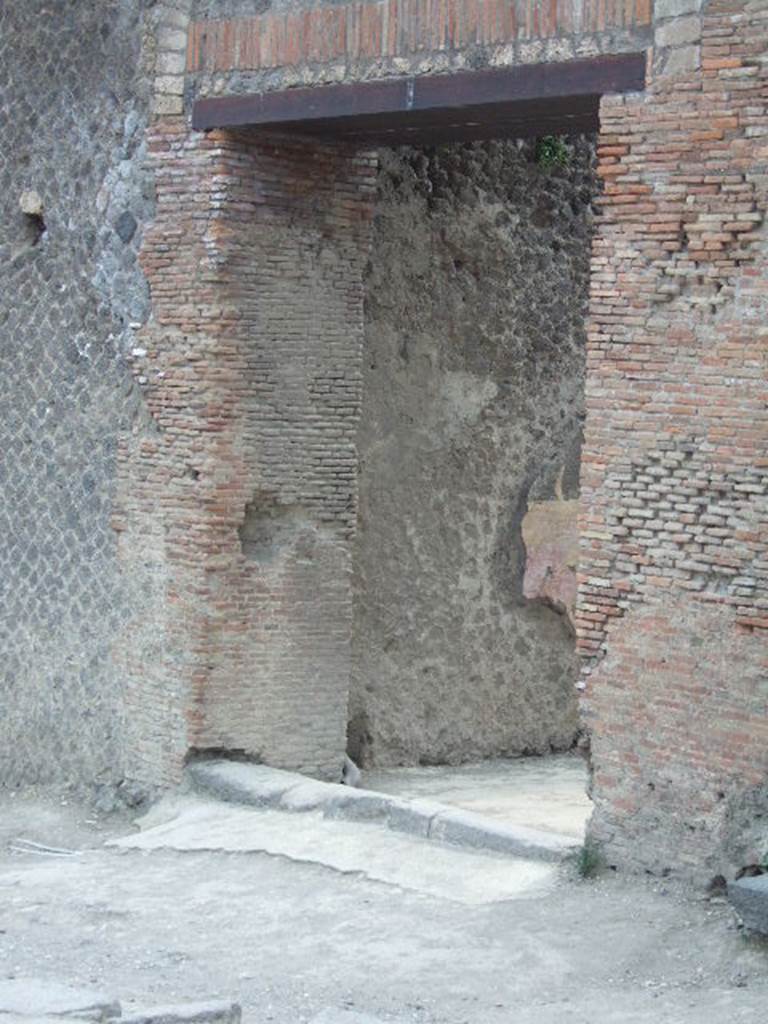 VIII.7.20 Pompeii. May 2005. Entrance to Large Theatre. The passage also has the rear entrances to the Little Theatre or Odeon.
