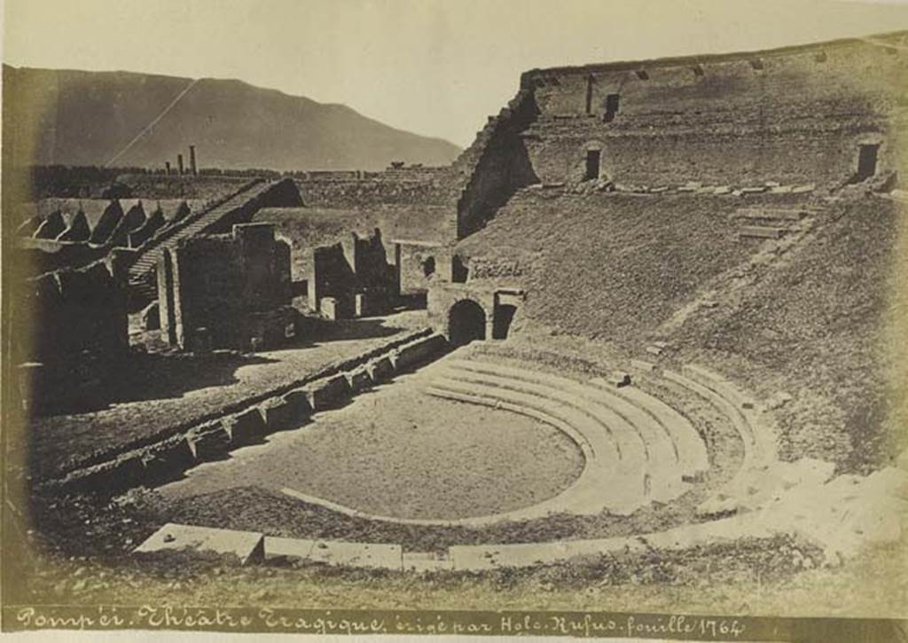 VIII.7.20 Pompeii. Late 19th century photo by Mauri, no. 022. West side of Large Theatre. Photo courtesy of Rick Bauer.